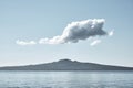 Rangitoto island Scanic Reserve from Auckland`s Mission bay beach in mid-day time