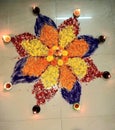 Rangoli Diwali flowers Diya Muggu