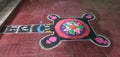 Rangoli on diwalis is a common sight in indian houses. Royalty Free Stock Photo