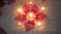 RANGOLI WITH DIYAS MAKE BY ME