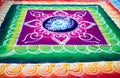 Rangoli- an Indian traditional power drawing. Indian traditional culture, art and religion. abstract mandala Oriental background,