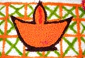 Rangoli of a lamp & x28;diya& x29;