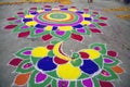 Rangoli making at pushkar fair Royalty Free Stock Photo