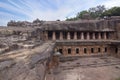 Rani caves of Udayagiri caves complex with Blue cloudy sky, Bhubaneswar, Odisha, India.