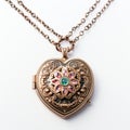 Rani Inspired Heartshaped Locket Necklace With Pink And Green Accents