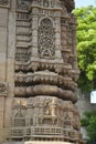 Rani Sipri`s Mosque also known as Rani Sipri ni Masjid or Masjid-e-nagina, exterior Minaret stone carving details, left view,