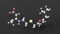 ranitidine molecule, molecular structure, histamine h2-antagonists, ball and stick 3d model, structural chemical formula with