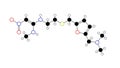 ranitidine molecule, structural chemical formula, ball-and-stick model, isolated image histamine h2-antagonists