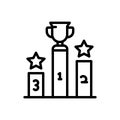 Black line icon for Rank, winner and successful