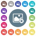 Rank image flat white icons on round color backgrounds
