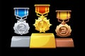Ranked podium medals are silver, bronze and gold for the game.
