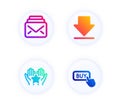 Ranking, Downloading and Mail icons set. Buy button sign. Hold star, Load information, New messages. Vector