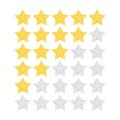 Ranking five star vector illustation. Gold and silver star rating icons.
