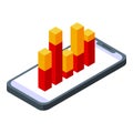 Ranking graph chart icon, isometric style