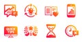 Ranking, Graph phone and Time hourglass icons set. Idea, Accounting and Love book signs. Vector
