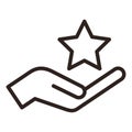 Ranking icon. Hand holding star