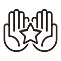 Ranking icon. Hands holding star