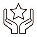 Ranking icon. Hands holding star