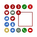 Ranking icon pack. Counting number letters. Social media icons.