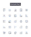 Ranking line icons collection. Evaluation, Grading, Scoring, Rating, Classifying, Ordering, Categorizing vector and Royalty Free Stock Photo