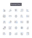 Ranking line icons collection. Evaluation, Grading, Scoring, Rating, Classifying, Ordering, Categorizing vector and Royalty Free Stock Photo