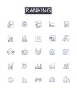 Ranking line icons collection. Evaluation, Grading, Scoring, Rating, Classifying, Ordering, Categorizing vector and Royalty Free Stock Photo