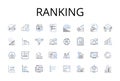 Ranking line icons collection. Evaluation, Grading, Scoring, Rating, Classifying, Ordering, Categorizing vector and Royalty Free Stock Photo