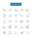 Ranking line icons signs set. Design collection of Ranking, Rank, Place, Position, Order, Score, Classify, Grade outline