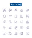 Ranking line icons signs set. Design collection of Ranking, Rank, Place, Position, Order, Score, Classify, Grade outline