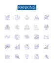 Ranking line icons signs set. Design collection of Ranking, Rank, Place, Position, Order, Score, Classify, Grade outline