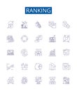 Ranking line icons signs set. Design collection of Ranking, Rank, Place, Position, Order, Score, Classify, Grade outline