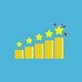 Ranking star icon, five stars for successful, growth rate, vector, illustration