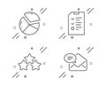 Ranking stars, Interview and Pie chart icons set. New mail sign. Vector