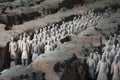 Ranks of Army Terracota Warriors in the archaeological site near Xian, China