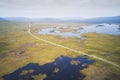 Rannoch Moor aerial view of A82 road and West Highland Way walk path Scotland Royalty Free Stock Photo