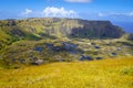 Rano Kau volcano crater in Easter Island Royalty Free Stock Photo