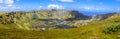 Rano Kau volcano crater in Easter Island panoramic view Royalty Free Stock Photo