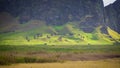 Rano Raraku volcano, the quarry of the moai with many uncompleted statues. Rapa Nui National Park, Easter Island, Chile. UNESCO W Royalty Free Stock Photo