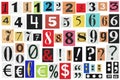 Ransom notes Paper cut numbers letters Old newspaper cutouts