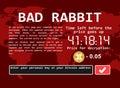 Bad rabbit ransomware computer virus encrypter cyber attack screen illustration Royalty Free Stock Photo