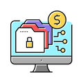 ransomware cyber crime color icon vector illustration