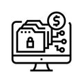 ransomware cyber crime line icon vector illustration Royalty Free Stock Photo