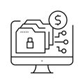 ransomware cyber crime line icon vector illustration