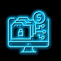 ransomware cyber crime neon glow icon illustration