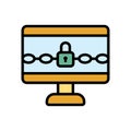 Ransomware desktop icon. Simple color with outline vector elements of hacks icons for ui and ux, website or mobile application Royalty Free Stock Photo