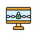 Ransomware desktop icon. Simple color with outline vector elements of hacks icons for ui and ux, website or mobile application