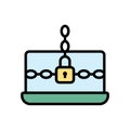 Ransomware laptop icon. Simple color with outline vector elements of hacks icons for ui and ux, website or mobile application