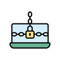 Ransomware laptop icon. Simple color with outline vector elements of hacks icons for ui and ux, website or mobile application