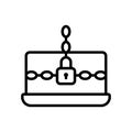 Ransomware laptop icon. Simple line, outline vector elements of hacks icons for ui and ux, website or mobile application