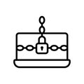 Ransomware laptop icon. Simple line, outline vector elements of hacks icons for ui and ux, website or mobile application
